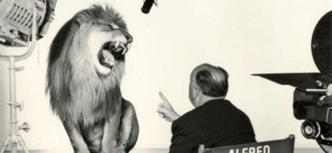 Alfred Hitchcock directs the MGM roaring lion